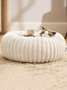 1pc Plush Dog Bed, Warm Pet House, Breathable Cat Nest Suitable For Small/Medium/Large Cats And Dogs, All Season - Beige - View 8