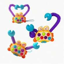 Brinquedo Sensorial educativo Caranguejo Bebê e criança Educativo Estica e Puxa - Multicolorido - Visão 3