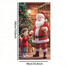 1 pieza Bandera de puerta navideña plana en 2D, 1 pieza Bandera de puerta navideña festiva, Suministros para fiestas, Diseñada con elementos navideños como caramelos y Papá Noel, Adecuada para puertas de entrada, puertas interiores, muebles, decoraciones navideñas de carnaval de invierno