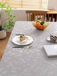 1件装纯色防水防油可水洗长方形/圆形桌布，高档奢华餐桌保护垫 - 灰色 - 查看 6