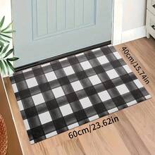 Modern Plaid Pattern Doormat, Rug, Traditional Long Carpet, Suitable For Hallway, Kitchen, Bedroom, Living Room, Entrance, Balcony, Home Decor, Stain Resistant, Coffee Shop, Bar, Holiday, Party, Bedroom Mat, Bath Mat, Room Decor, Kitchen Decor, Black And White Rug - Black and White - View 21