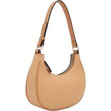 FashionPuzzle Small Crescent Shoulder Bag Underarm Purse - 淺棕褐色/淡棕褐色 - 查看 2