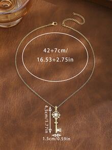 1 件波西米亚复古简约合金钥匙吊坠 - 金黃色 - 查看 4