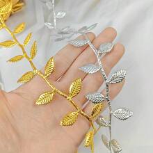 3pcs Christmas Fashionable Ribbons, 1m Floral Trim Gift Wrapping Ribbon, Christmas Lighting Star Artificial Rose Leaf Ribbon - Multicolor - View 4