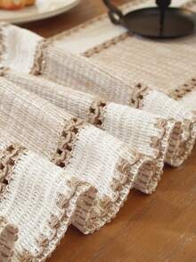 1 件波西米亚风格流苏装饰简约桌旗，适用于餐桌、咖啡桌、梳妆台、餐厅装饰、客厅、派对和节日礼物，多种尺寸可供选择 - 咖色 - 查看 2