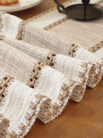 1pc Bohemian Style Tassel Decor Simple Table Runner, Suitable For Dining Table, Coffee Table, Dresser, Decoration For Dining Room, Living Room, Party & Holiday Gift, Multiple Sizes Available