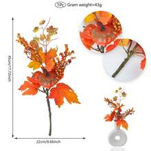 Thanksgiving Artificial Branches Fake Pumpkin Maple Leaves Stem For Vase Table Centerpieces Home Holiday Party Decor, Recommended For The Start Of School Season, Essential For Christmas And Halloween, With A Unique Style And Convenient Practicality. - Yellow - View 3