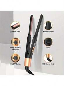 UKLISS 二合一卷发器：迷你陶瓷造型工具，适用于短发、长发和胡须，母亲节、情人节、男友礼物、圣帕特里克节礼物（黑色） - 查看 10