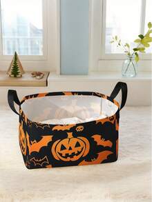 1pc Open Storage Basket With Handle, Multi-Purpose Storage Bin For Daily Clutter Organization, Halloween Gift, Home Decor, Clothes, Socks, Room Storage Box, Storage Bag
