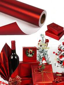 1卷哑光金属质感包装纸,纯圣诞红色,礼品包装纸,适用于婚礼、情人节、生日、圣诞节、DIY花束、金属质感圣诞礼品包装纸、DIY圣诞装饰纸(用于配件)、纯色图案、哑光包装纸、万圣节、感恩节装饰、秋季、冬季 - 彩色 - 查看 10