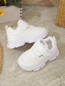 زوج واحد من أحذية الرياضة اليومية للأطفال، أحذية المشي للأطفال الصغار، لون أحادي، مقاوم للروائح الكريهة، شبكة تنفس، قطع من جلد البولي يوريثان، منخفضة الأعلى، خطاف وحلقة، للشارع والمدرسة والابتدائية للأولاد والبنات، أحذية رياضية، خفيفة الوزن، أحذية الجري الخارجية