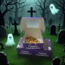 24pcs Halloween Paper Boxes, 4"X4"X2.5" Pumpkin Cookie Boxes, Bat Shaped With Transparent Window, Colorful Open Window Cake Boxes For Wedding, Graduation Party, Gifts - Suitable For Donuts, Mini Cakes, Pastries, Sweets And Cakes, 10cm X 10cm X 6.2cm