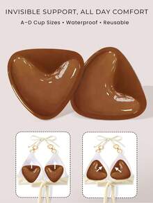 2 件可重复使用双面自粘式胸垫，隐形露背胸垫，适合小胸围，增强乳沟，适合婚纱、泳衣、比基尼 - 彩色 - 查看 18