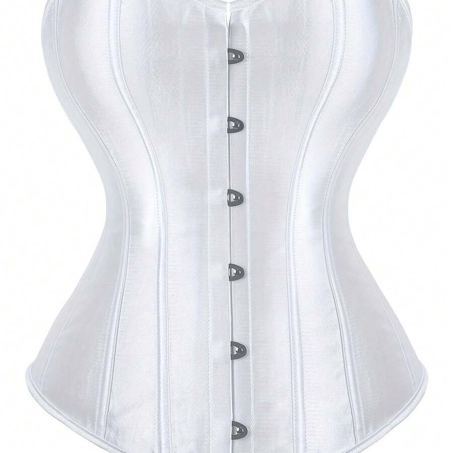 Strapless Vintage Silk Bodysuit Front Lace Tight Non-Stretch Polyester Women Apparel For Adult Carnival Costume Occasions - 白色 - 查看 1