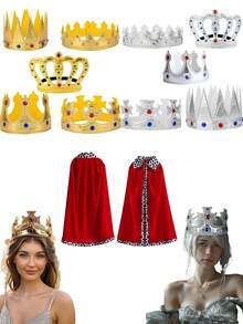 تاج ملك عيد الميلاد قطعة واحدة، تاج الأمير والأميرة بتاج ذهبي، تاج الملكة، قبعة مع أحجار كريمة، لوازم حفلة عيد الميلاد، إكليل الرأس، زينة الكعكة، تاج الملك الذهبي لعيد الميلاد، طقم ملابس الاحتفال، اكسسوارات حفلة، أغطية الرأس، دعائم الصور، قبعة ذهبية قابلة للتعديل، اكسسوارات ملابس حفلة عيد الميلاد