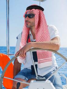 Arab Headscarf Dubai Headscarf Saudi Arabia Tourism Baotou Ornaments Men's Headband+Headscarf Arab Jacquard Square Scarf Dubai Middle East National Costume