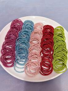 50 piezas de gomas de pelo elásticas doradas de 3 mm, gomas de pelo sin costuras con brillo, accesorios básicos para el cabello, gomas de pelo y gomas de pelo, cuerda para el cabello, accesorios para coleta, ropa de gimnasio, deporte, carrera, bandas de goma, scrunchies, festival, fiesta - Multicolor - Ver 2