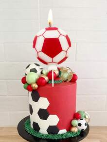 Red Soccer Shaped Celebration Cake Topper Candles For Anniversary, Birthday Party - Red - View 1