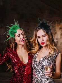 1 pieza Diadema con flor de plumas de estilo transfronterizo, accesorio para el cabello con plumas para fiestas, reuniones y actuaciones, accesorio para el cabello de novia retro, disfraz de Halloween