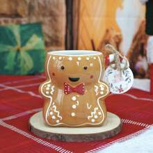 LECHENG HOUSEHOLD 1 Cup 1 Spoon, 320ml, Gingerbread House Cup, Gingerbread Man Cup, Handmade Painted Mug With 3D Embossed Pattern, Coffee Cup, Water Cup, Decorative Cup, Suitable For Parties, Christmas Eve, Holiday Gifts - Multicolor - View 6