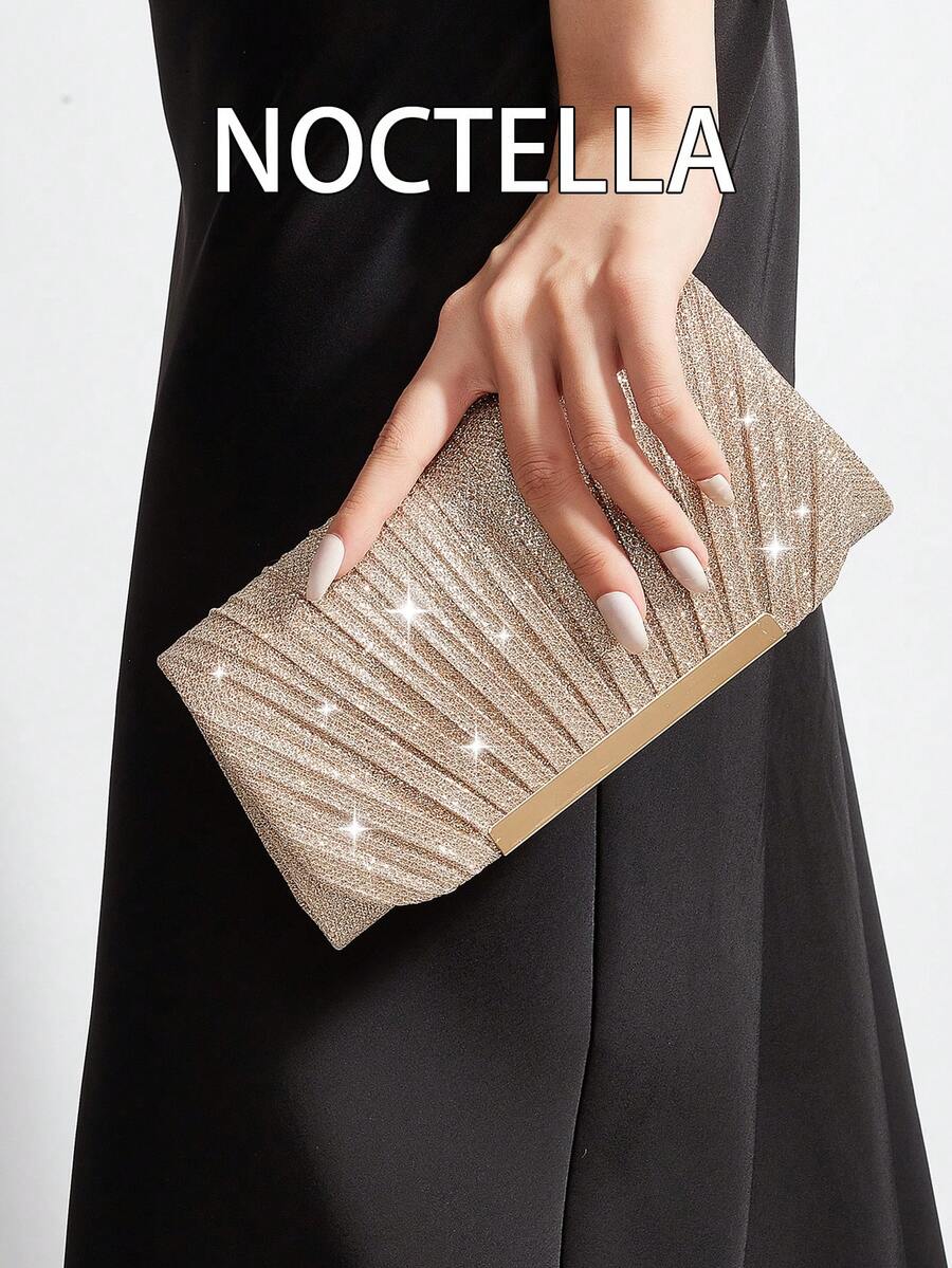 Noctella 优雅闪亮的手拿包,时尚简约的小方包,斜挎包女士晚宴包,适合女士派对、婚礼、晚宴、宴会晚宴包,适合派对女孩,女士,适合女士,非常适合派对、婚礼、舞会、晚宴/宴会,送给女士的最佳礼物 - 香檳色 - 查看 1
