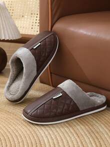 真皮冬季拖鞋，保暖防滑室内/室外加厚鞋底家居拖鞋，男女款 - 咖啡棕 - 查看 5