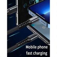 3-In-1 Super Fast Charging Cable, 3-In-1 Charging Cable With Transparent Illuminated Braided Nylon Wire, Fast Charging Data Cable Compatible With IPhone, Android, Camera, MP3 Universal Adapter 100W