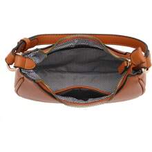 FashionPuzzle Small Crescent Shoulder Bag Underarm Purse - 棕褐色/棕褐色 - 查看 6
