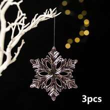 亚克力雪花挂饰 3 种款式水晶透明塑料圣诞树吊坠适用于圣诞节冬季雪景主题 DIY 装饰、新年派对、节日装饰、家居装饰
