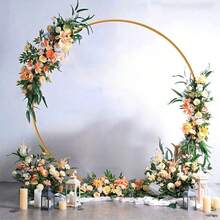 2M Round Hoop Balloon Arch Backdrop Flower Gold Display Stand Frame Wedding Hot - Gold - View 5
