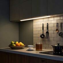 1 pieza Luz de gabinete con sensor de movimiento LED, 3 temperaturas de color (luz blanca, luz natural, luz blanca cálida) con brillo ajustable, luz de carga inalámbrica USB