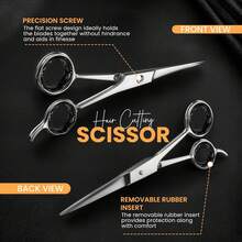 Care Hair Cutting And Hairdressing Scissors 6.5 Inch, Premium Stainless Steel Shears With Smooth And Blades Salons, Men, Women And, Silver - 藍色 - 查看 9