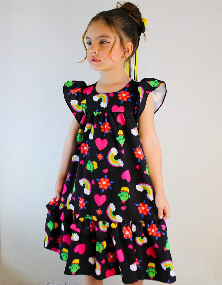 Black Lara Dress With Kacto Children's Youth Mini Diva Fashion Blogger Summer 01 To 14 Years - Black - View 1