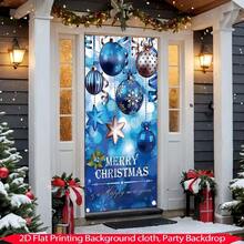 1 pieza Bandera de puerta navideña plana en 2D, 1 pieza Bandera de puerta navideña festiva, Suministros para fiestas, Diseñada con elementos navideños como caramelos y Papá Noel, Adecuada para puertas de entrada, puertas interiores, muebles, decoraciones navideñas de carnaval de invierno