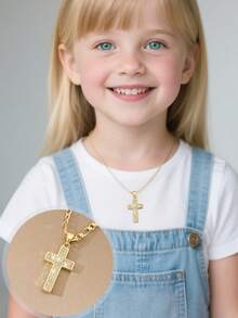 1 Piece Of Exquisite And Elegant Shining Large And Small Cross Copper Pendant Copper Inlaid Zirconia Necklace, Suitable For Giving To Girls/Boys/Family/Friends/Versatile/Light Luxury/Party/Banquet/Festival/Christmas/Thanksgiving/Halloween/Gift