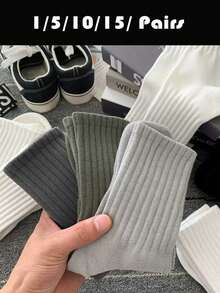1/5/10/15 Đôi tất dài đến bắp chân, màu trơn, thường ngày dành cho cặp đôi, tập yoga, thể thao, giải trí, mọi mùa, mùa thu - Nhiều màu - Xem 2
