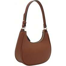 FashionPuzzle Small Crescent Shoulder Bag Underarm Purse - 棕色/棕色 - 查看 2