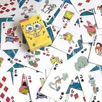  1pc SpongeBob SquarePants The Same Anime Peripheral Playing Cards High Beauty Small Cards Birthday Gift Party Cartoon Cards