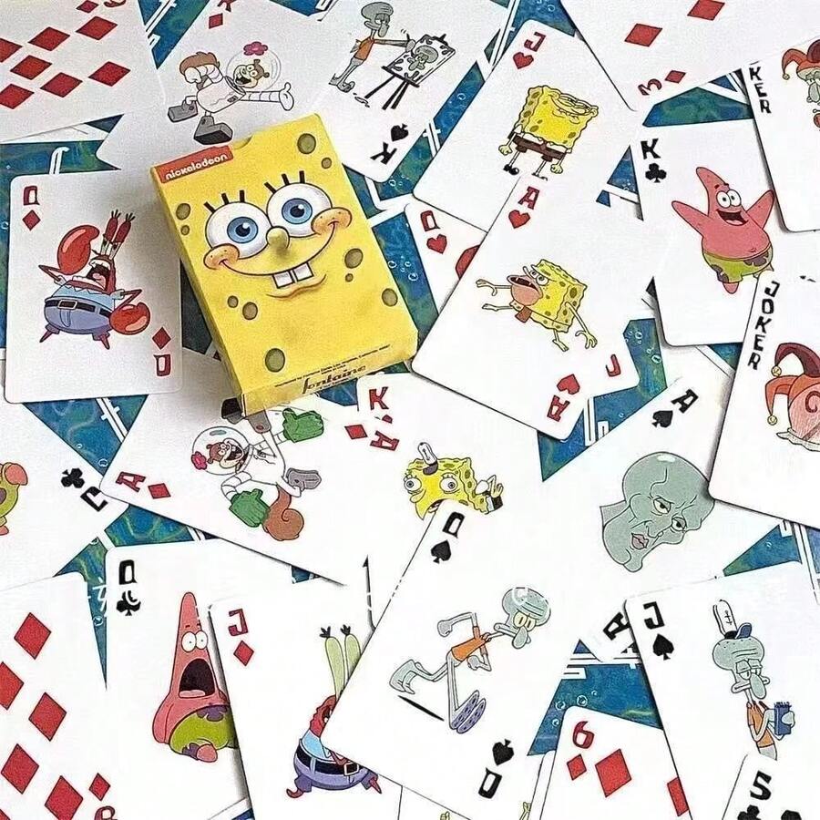 1pc SpongeBob SquarePants The Same Anime Peripheral Playing Cards High Beauty Small Cards Birthday Gift Party Cartoon Cards - Multicolor - View 1