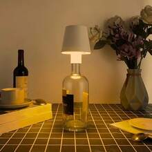 1pc Modern Creative Embedded Wine Bottle Lamp, Restaurant Bar Atmosphere Light, Touch Dimming 3 Color Modes, Bedroom Bedside Night Light, Home Decor Table Lamp, Outdoor Lighting Lamp, Gift Night Light