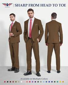 Traje de 2 piezas para hombre Hihawk, conjunto de pantalones sólidos de 2 botones, FGLB Navidad - Caqui - Ver 8