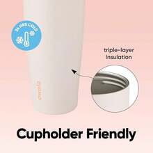 Tumbler Insulated Stainless Steel Bottle With Built-In Straw And Side Handle, Travel, Work, School, And Sports, 40oz,, Leak Proof, Black Cherry - Kem trái cây có ga - Xem 4