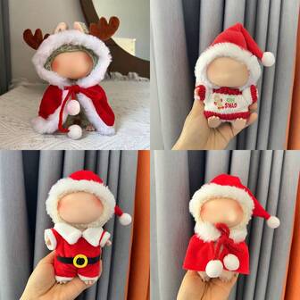 Ropa de muñeca navideña de 6.69 pulgadas, compatible con Labubu, 1 set de decoración - Tocado, ropa o conjunto de capa de moda, adecuado para muñecas de 6.69 pulgadas, accesorios navideños lindos de BuLabu, para jugar y exhibir (muñecas no incluidas)