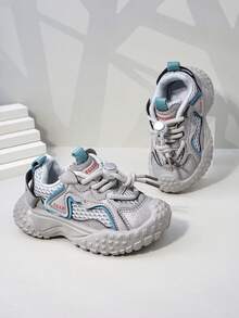 Spring & Autumn New Kids Chunky Sneakers, Casual Thick Sole Shoes, Fashion Children Sports Shoes, Breathable Toddler Running Shoes, Campus Walking Shoes, Baby Boys & Girls Mesh Shoes - Grey - View 6