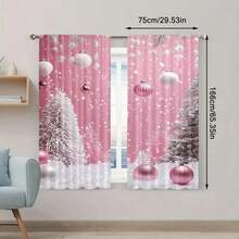2 pezzi Tende natalizie rosa per Natale con design decorativo a cedro - Facili da installare, trattamento in poliestere con passante per asta, adatte per camere da letto, uffici, cucine, soggiorni - Aggiungono allegria festiva (senza asta) - Multicolore - Visualizzare 4