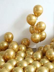 20pcs 5/10/12 Inch Gold Metal Latex Balloons, Suitable For Wedding, Anniversary, Carnival, Party, Birthday Party Decoration - Multicolor - View 4