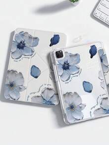 This Beautiful And Cute Cartoon Oil Painting Blue Letter Flower Double-Sided Painted Acrylic Transparent Crystal Back Cover Is Shockproof And Suitable For IPad 7th Generation, 8th Generation (10.2 Inches), And 10th Generation. It Has A Built-In Pen Slot And Supports Sleep And Wake-Up Functions/Multiple Folding Stand Methods. These Are All Wonderful Halloween And New Year Gifts