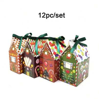 24 buah Kotak Hadiah Natal, Kotak Permen, Perlengkapan Pesta, Perlengkapan Kue, Perlengkapan Kemasan Natal