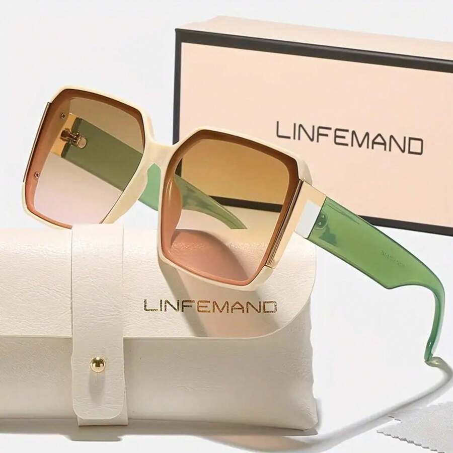 Linfemand Fashion Large Rim Decoration Glasses Women Elegant Glasses Suit Summer Dance Party Holiday Gift - 綠色 - 查看 1