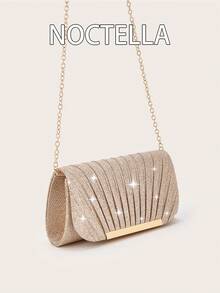 Noctella 优雅闪亮的手拿包，时尚简约的小方包，斜挎包女士晚宴包，适合女士派对、婚礼、晚宴、宴会晚宴包，适合派对女孩，女士，适合女士，非常适合派对、婚礼、舞会、晚宴/宴会，送给女士的最佳礼物 - 香檳色 - 查看 6
